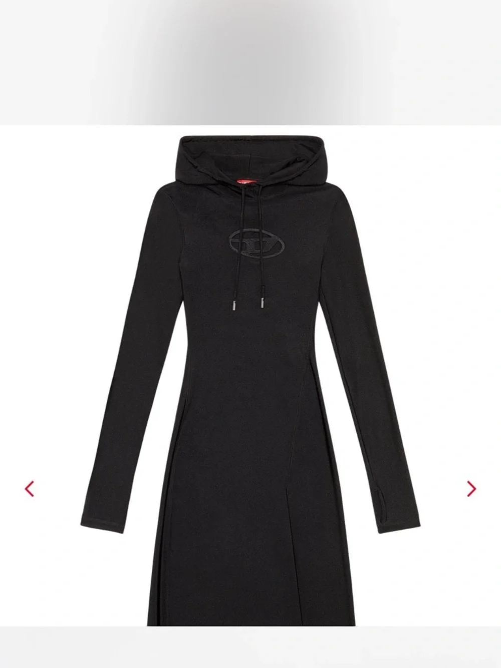 Diesel Black Long-Sleeve Maxi Dress with Keyhole and Textured Side Panel - Picture 2 of 4